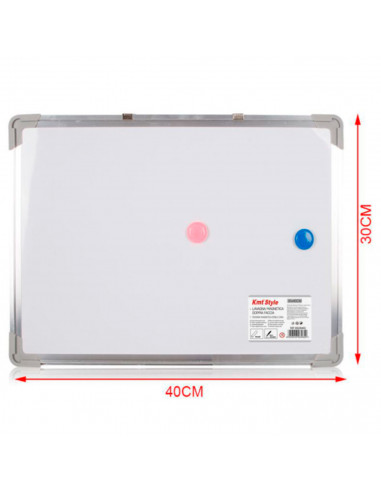 Tradineur - Pizarra Magnética de doble cara con rotulador de borrado en seco - Marco de Aluminio - Facil de borrar y colocar - I