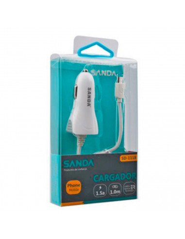 Cargador de móvil micro USB para coche 1.5a, cable de 1 metro, toma de mechero, carga rápida, teléfonos, tablets y otros disposi