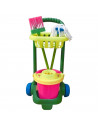 Tradineur - Carro de limpieza infantil de juguete con accesorios 57 x 31 x 20 cm, plástico resistente, cubo, fregona, escoba, ba