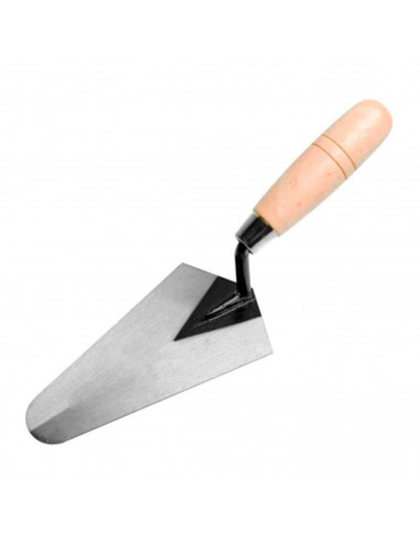 Tradineur - Paleta de albañil metálica 175 mm, mango de madera barnizado, paletín de punta redondeada, albañilería, bricolaje