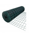 Tradineur - Rollo de malla metálica plastificada cuadrada verde 1,5 x 5 m, valla, cierre de alambre, mallado 25 x 25 mm, grosor