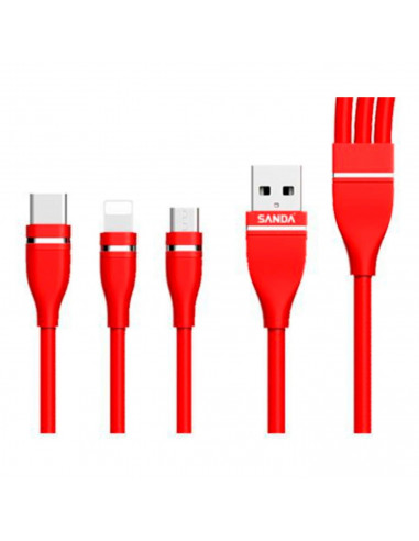 Cable de datos para móvil 3 en 1, micro-usb + iOS + Tipo C, 1,2 m, carga rápida, transferencia de datos de móvil a portátil u ot