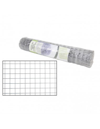 Tradineur - Rollo de malla metálica galvanizada cuadrada gris, 0,5 x 5 m, valla, cierre de alambre, mallado 25 x 25 mm, ideal pa