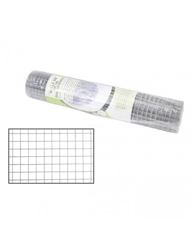 Tradineur - Rollo de malla cuadrada metálica galvanizada gris, 0,5 x 5 m, valla, cierre de alambre, mallado 12,7 x 12,7 mm, gros