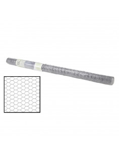 Tradineur - Rollo de malla metálica galvanizada hexagonal, gris, 1 x 5 m, valla, cierre de alambre, mallado 25 x 25 mm, ideal pa