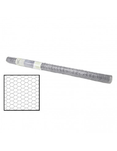 Tradineur - Rollo de malla metálica galvanizada hexagonal, gris, 1 x 5 m, valla, cierre de alambre, mallado 25 x 25 mm, ideal pa