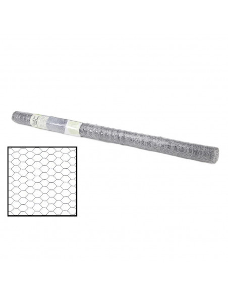 Tradineur - Rollo de malla metálica galvanizada hexagonal, gris, 1 x 5 m, valla, cierre de alambre, mallado 25 x 25 mm, ideal pa