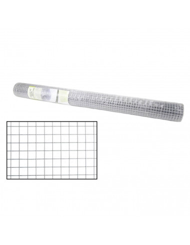 Tradineur - Rollo malla cuadrada metálica galvanizada gris, 1 x 5 m, valla, cierre de alambre, mallado 12,7 x 12,7 mm, grosor 0,
