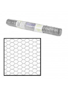 Tradineur - Rollo de malla metálica galvanizada hexagonal, gris, 0,5 x 5 m, valla, cierre de alambre, mallado 25 x 25 mm, ideal