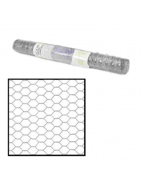 Tradineur - Rollo de malla metálica galvanizada hexagonal, gris, 0,5 x 5 m, valla, cierre de alambre, mallado 25 x 25 mm, ideal