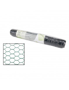 Tradineur - Rollo de malla metálica hexagonal plastificada 0,5 x 5 m, valla, cierre de alambre, mallado 25 x 25 mm, grosor 0,7 m