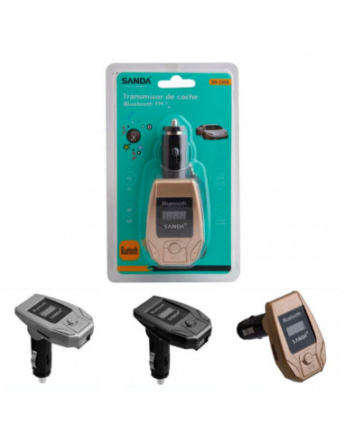 Transmisor bluetooth FM para toma de mechero de coche con puerto USB, cable de audio y ranura para tarjeta SD, manos libres, rep