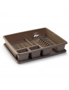 Tradineur - Escurreplatos rectangular de plástico con bandeja anti goteo 9 x 48 x 38 cm, escurridor de platos, soporte, organiza