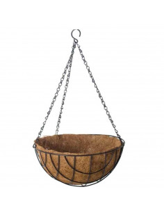 Tradineur - Macetero de coco colgante, 30 cm diámetro, cesta, maceta colgante con cadena y gancho, decoración hogar, terraza, ba