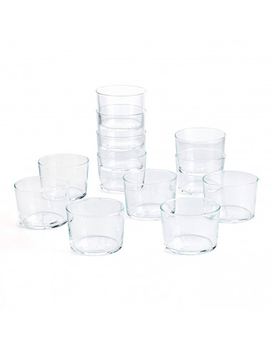 Set de 12 vasos de cristal 23 cl, modelo Chiquito, juego de vasos bajos para agua, bebidas, 8 x 5,7 cm, resistentes, ligeros, ap