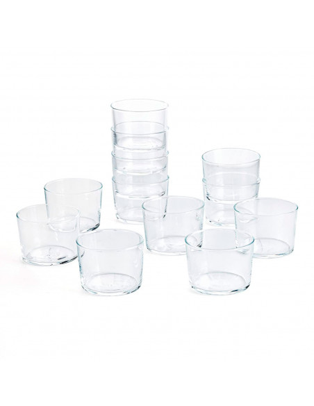 Set de 12 vasos de cristal 23 cl, modelo Chiquito, juego de vasos bajos para agua, bebidas, 8 x 5,7 cm, resistentes, ligeros, ap