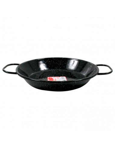 Tradineur - Paellera valenciana de acero esmaltado 24 cm, 2 raciones, color negro, cocinar arroces, apta para gas, vitrocerámica
