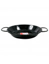 Tradineur - Paellera valenciana de acero esmaltado 24 cm, 2 raciones, color negro, cocinar arroces, apta para gas, vitrocerámica