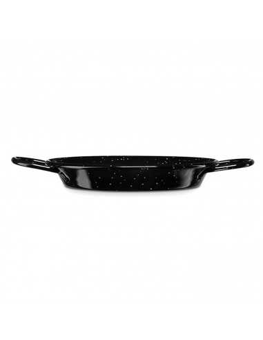 Tradineur - Paellera valenciana de acero esmaltado 24 cm, 2 raciones, color negro, cocinar arroces, apta para gas, vitrocerámica