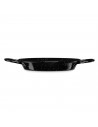 Tradineur - Paellera valenciana de acero esmaltado 24 cm, 2 raciones, color negro, cocinar arroces, apta para gas, vitrocerámica