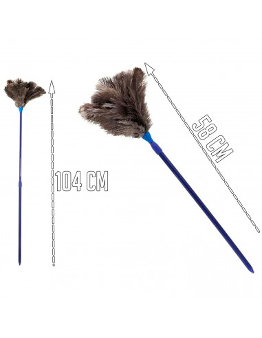 Plumero de avestruz extensible de 58 a 104 cm, mango telescópico de plástico con agujero, plumas suaves, reutilizable, lavable,