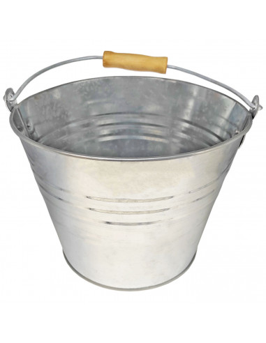 Cubo de metal con asa 8 litros, cubo metálico multiusos 19 x 26 x 23,5 cm, recipiente para limpieza, jardinería, maceta redonda