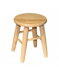 Tradineur - Tabutete redondo de madera, 33 x 22 cm, banqueta rústica baja con reposapiés, resistente y duradero, hogar