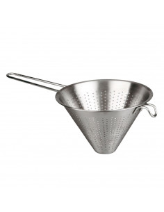 Tradineur - Colador chino, diámetro 20 cm, acero inoxidable con mango, plateado, forma cónica, cocina