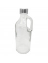 Botella de cristal con asa 1000 ml, tapa de rosca de plástico y metal, jarra dispensadora 24,7 x 9,5 cm para agua fría o calient