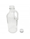 Botella de cristal con asa 1000 ml, tapa de rosca de plástico y metal, jarra dispensadora 24,7 x 9,5 cm para agua fría o calient