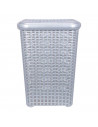 Tradineur - Cesto para ropa sucia con tapa y asas 60 litros, gris plata, 61,5 x 42,5 x 34 cm, pongotodo rattan de plástico, cubo