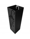 Paragüero de metal cuadrado negro 49 x 15,4 x 15,4 cm, diseño de paraguas, soporte para paraguas con recipiente de plástico, ide
