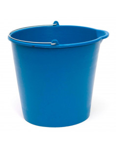 Cubo de plástico reciclado engomado azul 13 litros con pico vertedor y asa metálica 25,5 x 29 cm, cubo redondo multiuso, limpiez