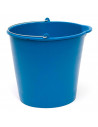 Cubo de plástico reciclado engomado azul 13 litros con pico vertedor y asa metálica 25,5 x 29 cm, cubo redondo multiuso, limpiez