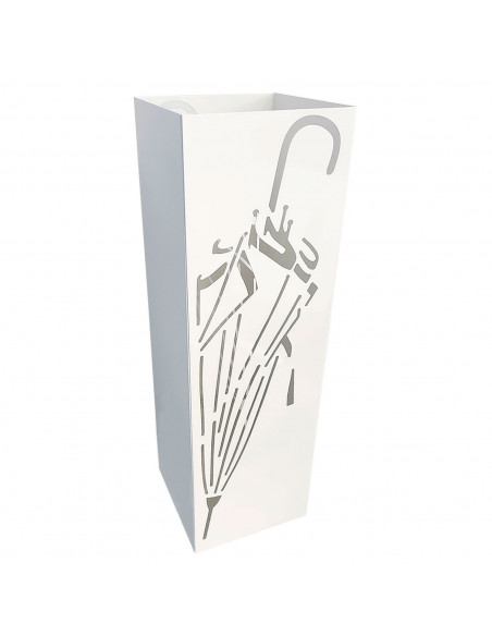 Paragüero de metal cuadrado blanco 49 x 15,5 x 15,5 cm, diseño de paraguas, soporte para paraguas con recipiente de plástico, id Paragüero de metal cuadrado blanco 49 x 15,5 x 15,5 cm, diseño de paraguas, soporte para paraguas con recipiente de plástico, id