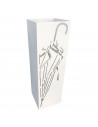 Paragüero de metal cuadrado blanco 49 x 15,5 x 15,5 cm, diseño de paraguas, soporte para paraguas con recipiente de plástico, id