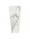 Paragüero de metal cuadrado blanco 49 x 15,5 x 15,5 cm, diseño de paraguas, soporte para paraguas con recipiente de plástico, id