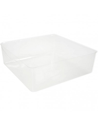 Paragüero blanco de metal cuadrado 49 x 16 x 15,8 cm, diseño letras umbrella holder, soporte para paraguas con recipiente de plá