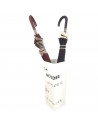 Paragüero blanco de metal cuadrado 49 x 16 x 15,8 cm, diseño letras umbrella holder, soporte para paraguas con recipiente de plá