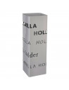 Paragüero de metal cuadrado gris 49 x 16 x 15,9 cm, diseño letras umbrella holder, soporte para paraguas con recipiente de plást