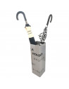 Paragüero de metal cuadrado gris 49 x 16 x 15,9 cm, diseño letras umbrella holder, soporte para paraguas con recipiente de plást