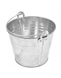 Cubo de metal galvanizado 5 L con asa y abridor de botellas 22,5 x 17,4 cm. Cubo zincado multiuso, maceta de jardín metálica, de