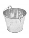Cubo de metal galvanizado 5 L con asa y abridor de botellas 22,5 x 17,4 cm. Cubo zincado multiuso, maceta de jardín metálica, de