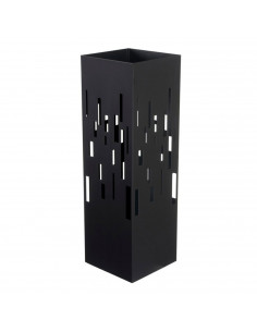 Paragüero negro cuadrado de metal 49 x 15,5 x 15,5 cm, diseño minimalista, soporte para paraguas con recipiente de plástico, ide