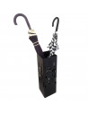 Paragüero negro cuadrado de metal 49 x 15,5 x 15,5 cm, diseño minimalista, soporte para paraguas con recipiente de plástico, ide