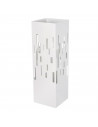Paragüero metálico cuadrado blanco 49 x 15,5 x 15,4 cm, diseño minimalista, soporte para paraguas con recipiente de plástico, id
