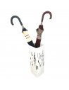 Paragüero metálico cuadrado blanco 49 x 15,5 x 15,4 cm, diseño minimalista, soporte para paraguas con recipiente de plástico, id