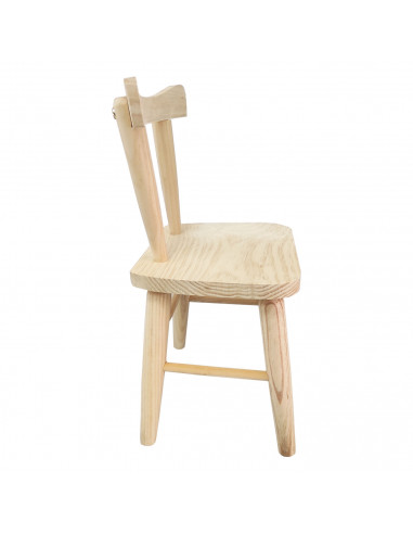 Tradineur - Silla infantil de madera con respaldo redondeado 56 x 33 x 26 cm, altura del asiento 31 cm, silla para niños de made
