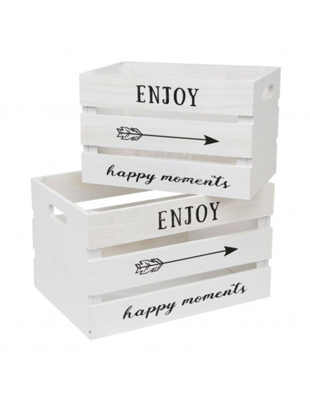 Juego de 2 cajas de almacenamiento de madera vintage con asas 20,8 x 35 x 25 cm y 19 x 30 x 18 cm, modelo enjoy, set de cajas re Juego de 2 cajas de almacenamiento de madera vintage con asas 20,8 x 35 x 25 cm y 19 x 30 x 18 cm, modelo enjoy, set de cajas re