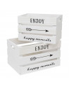 Juego de 2 cajas de almacenamiento de madera vintage con asas 20,8 x 35 x 25 cm y 19 x 30 x 18 cm, modelo enjoy, set de cajas re